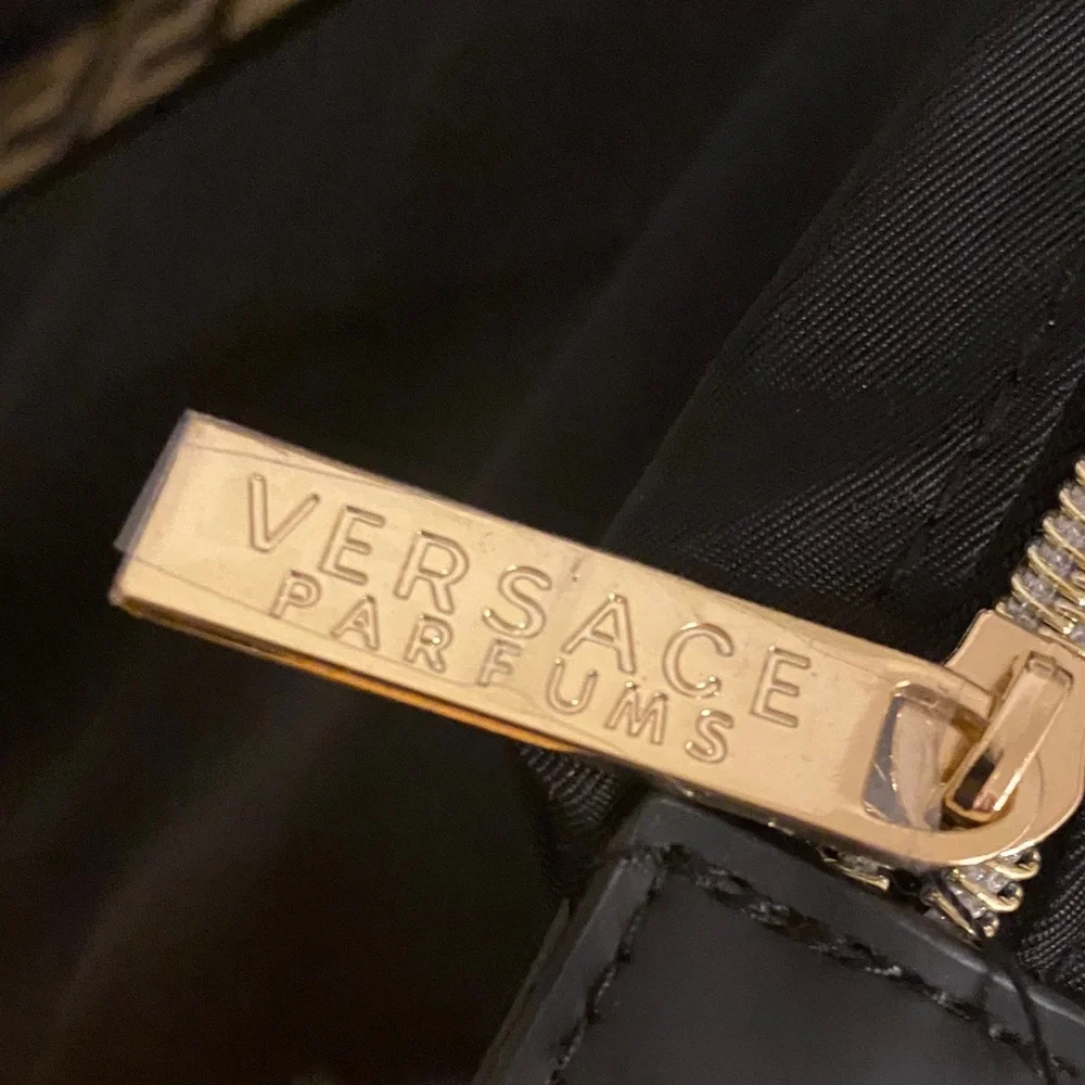 New! Versace Large Black Foldable Weekend Tote with Gold Accents - Picture 10 of 16